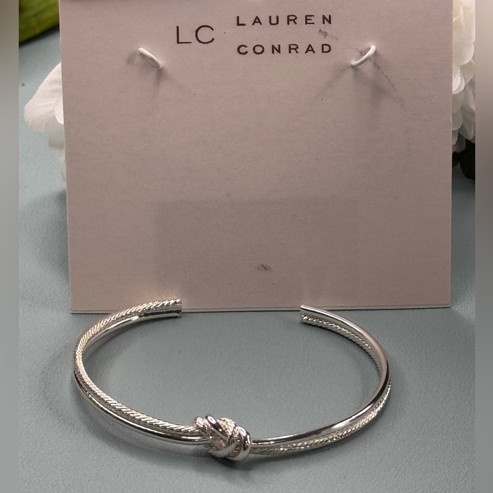 LC Lauren Conrad Silver Cuff Knot Bracelet with Dainty Design